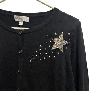 Neiman Marcus Embellished Star Cardigan Sweater